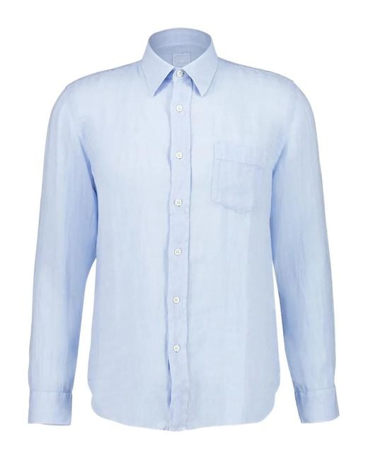 120% Lino Blue Linen Shirt for men