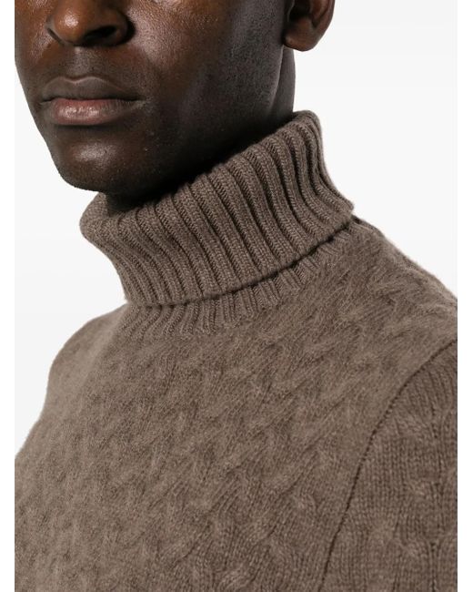 Fedeli Grob Gestrickter Rollkragenpullover in Brown für Herren
