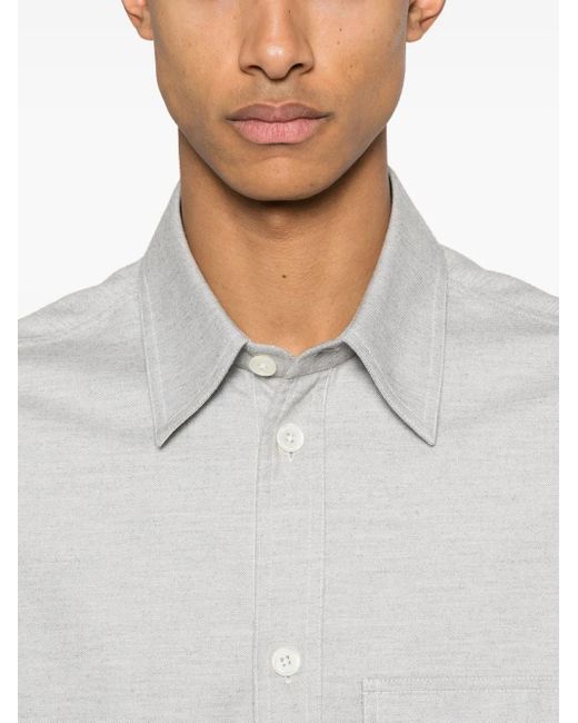 Thom Browne White Cotton Shirt With Four-Stripe Detail for men