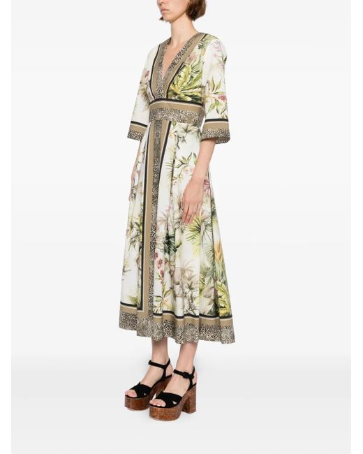 Elie Saab White Savannah-Print Dress