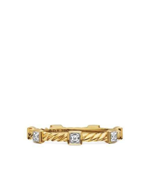 David Yurman Metallic 18kt Yellow Gold Cable Collectibles Cable Diamond Stack Ring