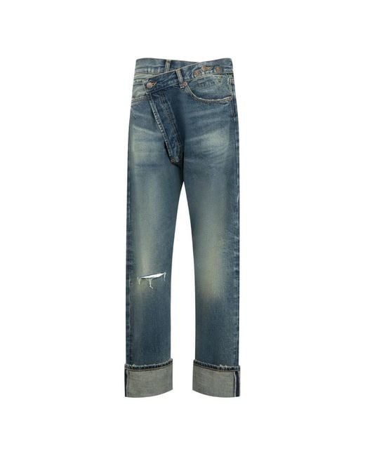 R13 Blue Crossover Straight-Leg Jeans