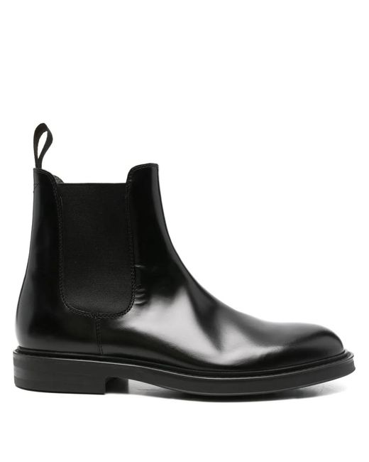 Green George Black Elastic-Panel Leather Boots for men