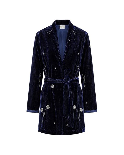 Forte_forte Blue Fleurs D'Orient Crystal-Embellished Kimono