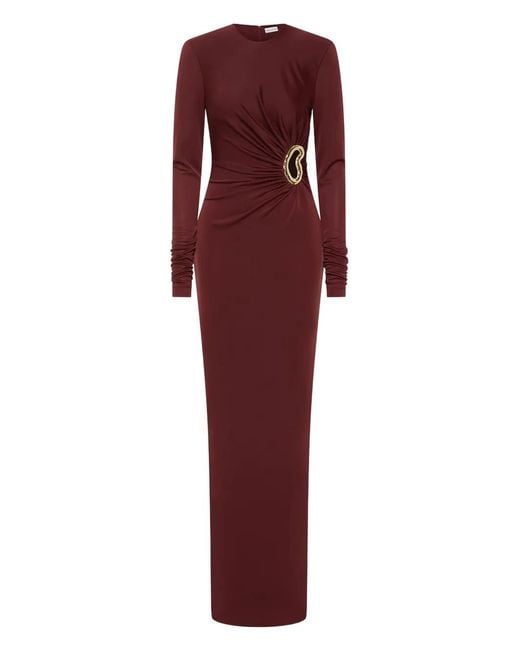 Rebecca Vallance Red Mischa Long-Sleeve Gown