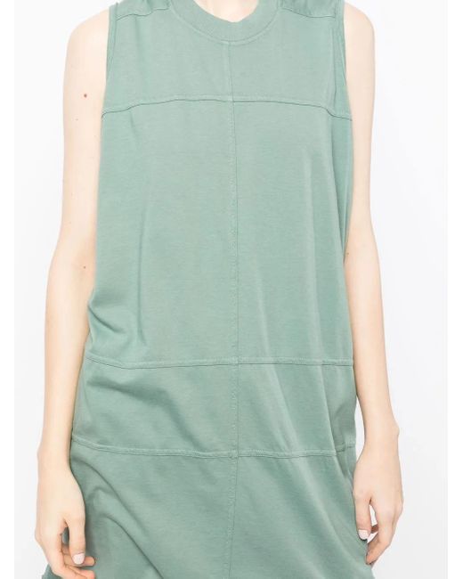 Rick Owens Green Panelled Crew-Neck Tank Top
