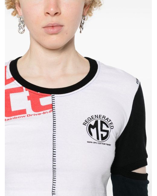 MARINE SERRE Black Regenerated Mix-print T-shirt