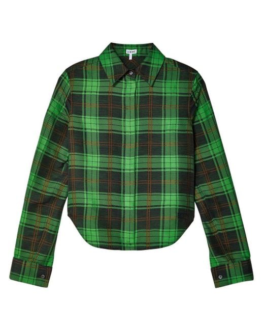 Loewe Green Plaid-check Button-up Shirt