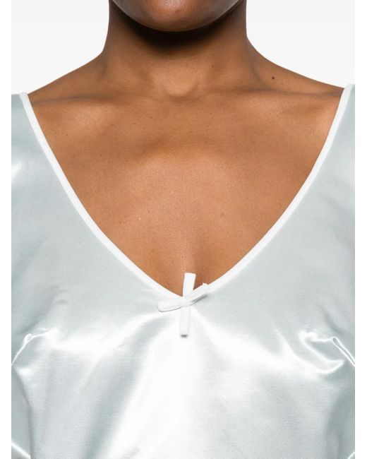 Robe Satiné À Détail De Nœud Miu Miu en coloris Blue