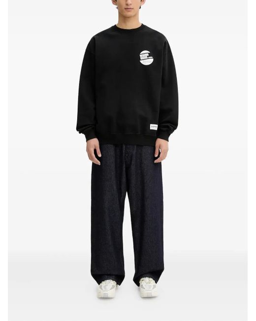 Neighborhood Black Logo-Print Crew-Neck Sweatshirt for men