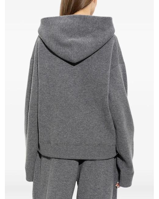 DSquared² Gray Logo-Embroidered Knit Hoodie Sweater