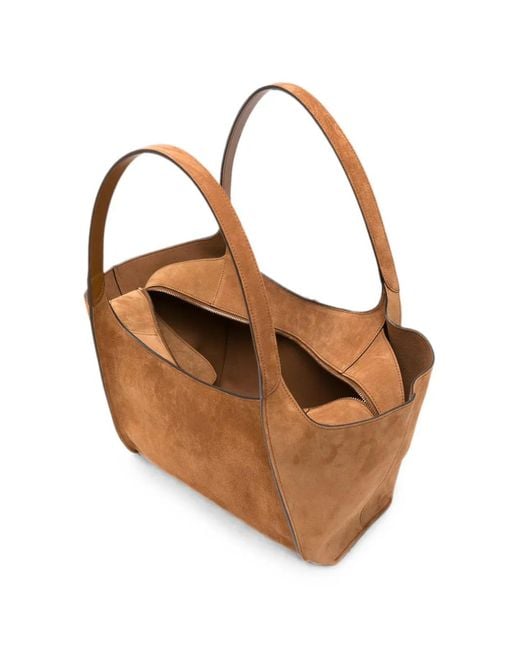 Tod's Brown T Timeless Suede Tote Bag