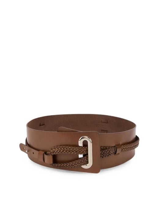 Alberta Ferretti Brown Braided-Detail Leather Belt