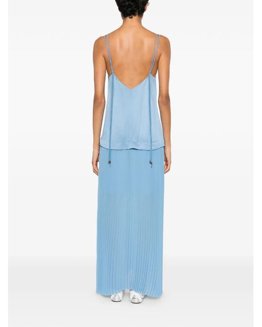 Karl Lagerfeld Blue Pleated Spaghetti-Strap Dress