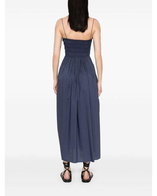Matteau Blue Shirred-Bodice Midi Dress