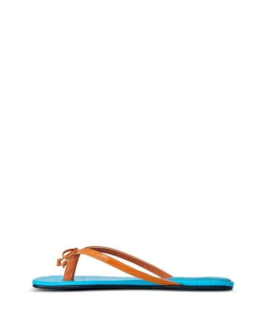 Abra White Lizard-Embossed Flip Flops