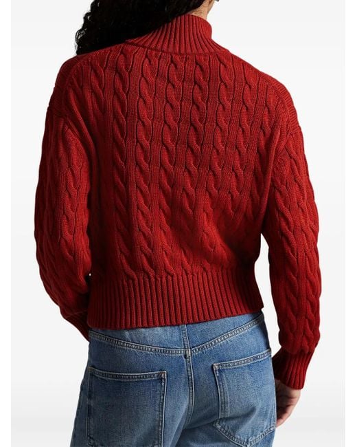 Polo Ralph Lauren Red Polo Pony Cable-Knit Sweater