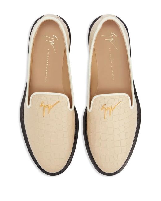 Giuseppe Zanotti Natural Tim Logo-Lettering Loafers