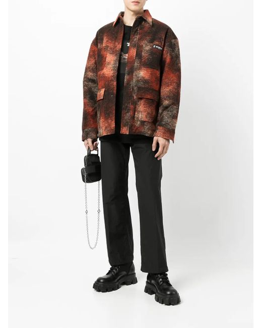M I S B H V Brown Patterned Logo-Patch Shirt for men
