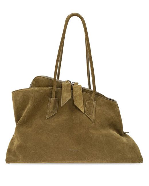 The Attico Green Suede Handle Tote Bag 'La Passeggiata Medium'