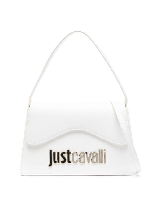 Just Cavalli White Logo-lettering Faux-leather Tote Bag