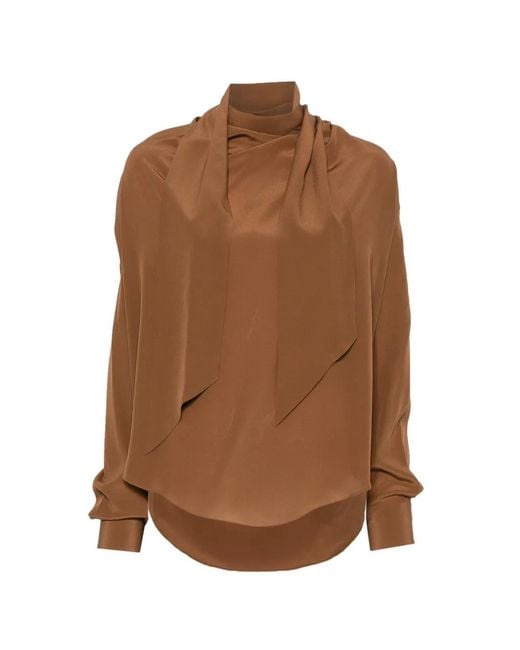 Petar Petrov Brown Pussy-Bow Silk Blouse