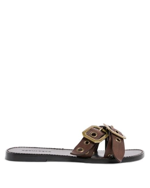 DSquared² Brown Twin Flat Sandals for men
