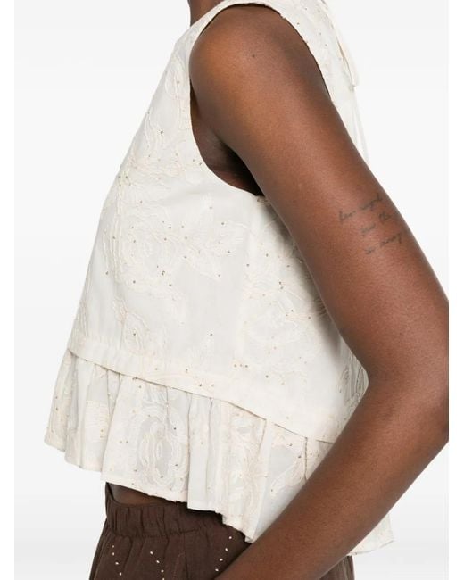 Liu Jo White Floral Sequin Blouse