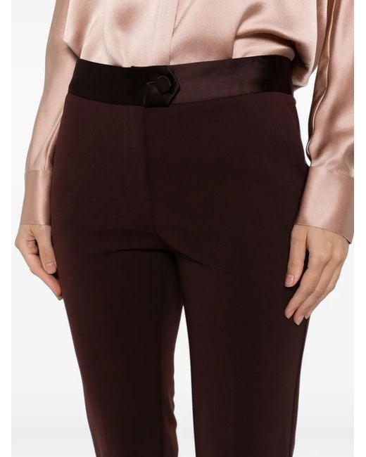 Imperial Purple Satin-Waistband Cotton Trousers
