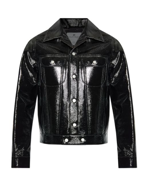 Courreges Black High-Shine Button-Fastening Jacket for men