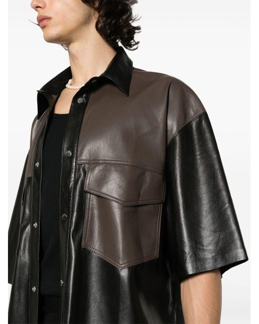 Nanushka Black Mance Faux-leather Shirt - Men's - Polyester/polyurethane for men