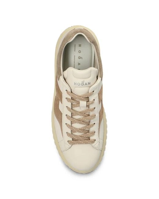 Hogan White Logo-Patch Panelled Sneakers