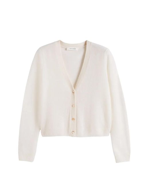 Chinti & Parker White Kaschmircardigan Mit V-Ausschnitt