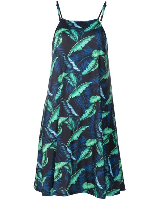 Lygia & Nanny Blue Isis Leaf-Print Minidress