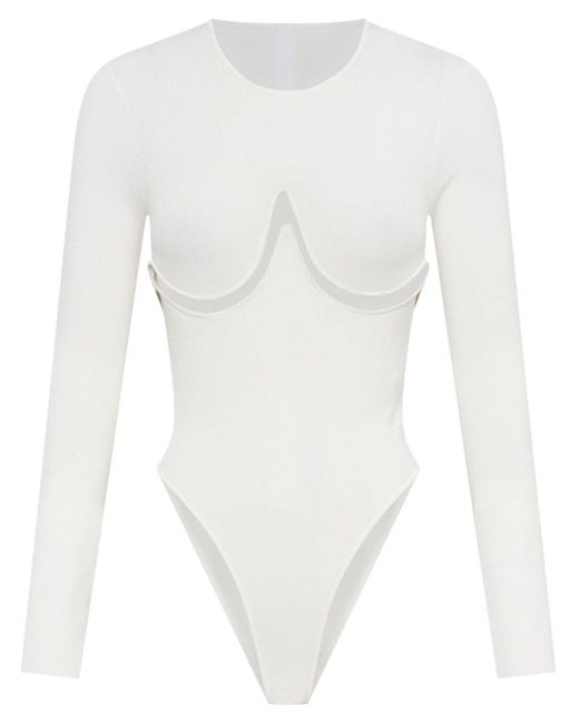Dion Lee White Langärmeliger Body mit Cut-Outs