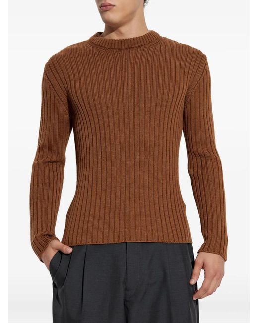 Tod's Brown Ribbed-Wool Sweater for men