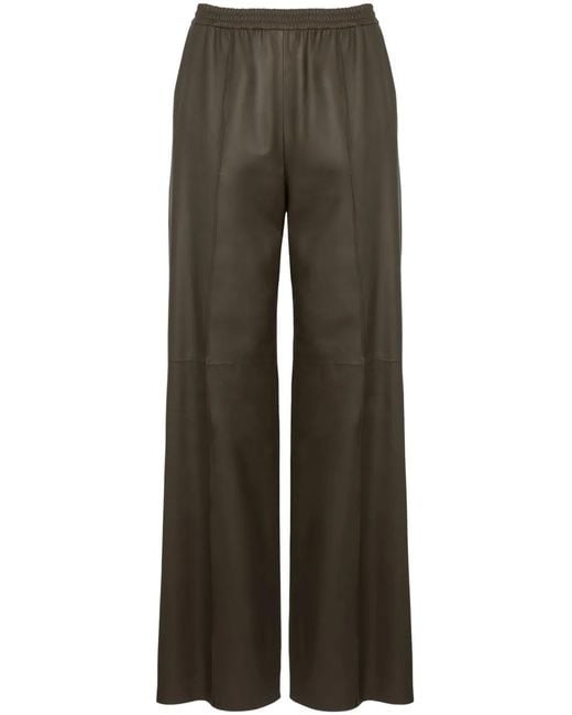 Yves Salomon Gray Leather Trousers