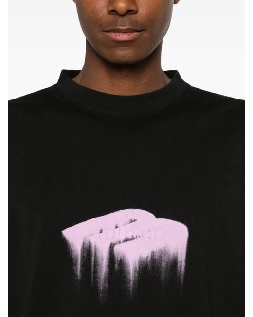 Balenciaga Black Graphic-Print T-Shirt for men