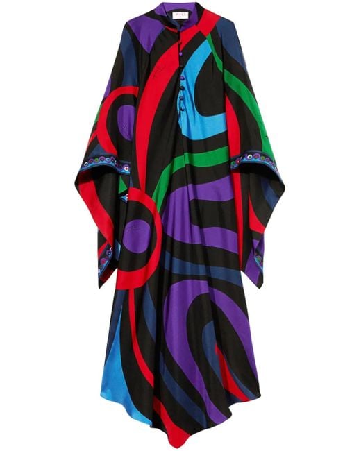 Emilio Pucci Black Marmo-Print Kaftan