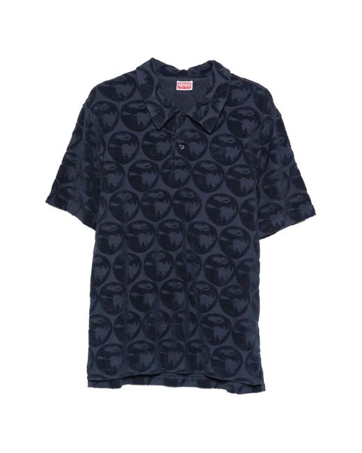 KENZO Blue Short-Sleeve Polo Shirt for men