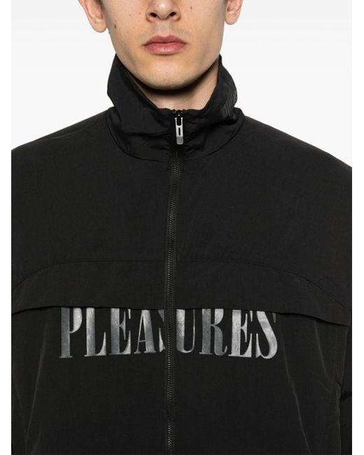 PUMA Black X Pleasures Logo-Print Lightweight Jacket for men