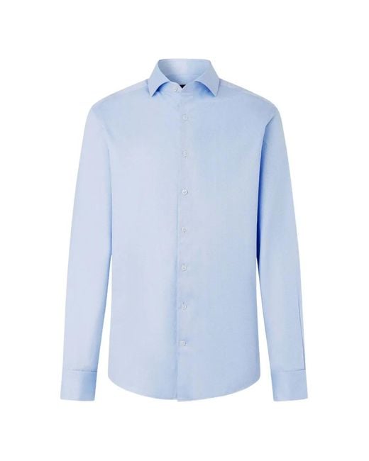 Hackett Blue Herringbone-Design Knightsbridge-Collar Shirt for men