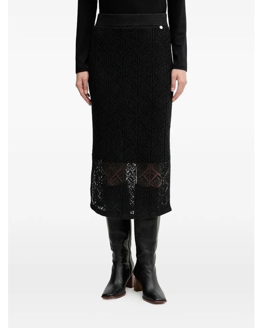 Joseph Ribkoff Black Lace Panel Skirt