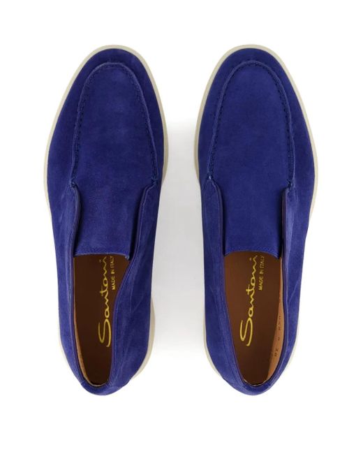 Santoni Blue Stiefel Aus Wildleder