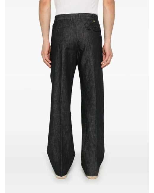 PT Torino Gray Pleated Tailored Trousers for men