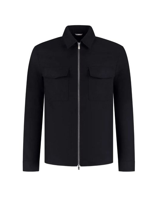 Marco Pescarolo Blue Zip-Up Shirt Jacket for men