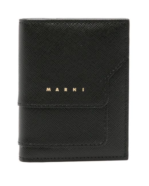 Portefeuille pliant à logo imprimé Marni en coloris Black