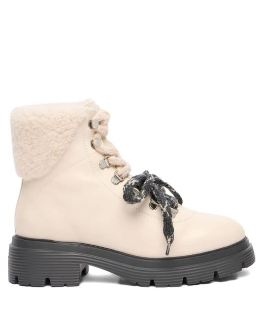 Stuart Weitzman Natural Hudson Lite Lace-Up Boots