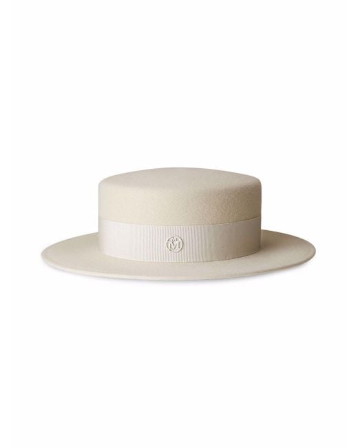 Maison Michel White Kiki Waterproof Canotier Hat