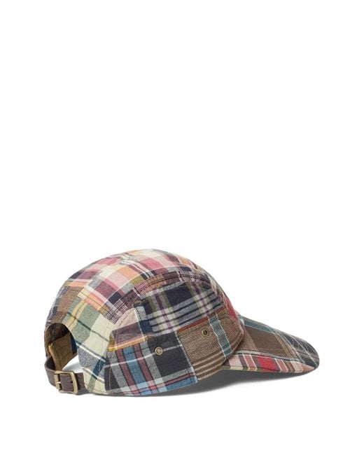 Polo Ralph Lauren White Long-Bill Panel Patchwork Madras Cap for men